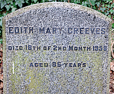 Headstone of Edith Mary Greeves 1871 - 1958