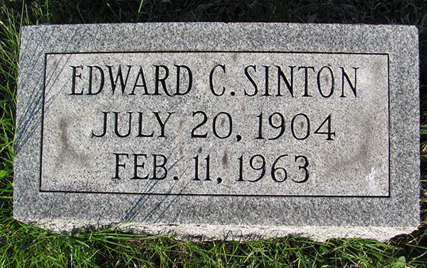 Headstone of Edward Charles Sinton 1904 - 1963