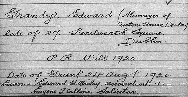 Probate of the Will of Edward Richard Grandy