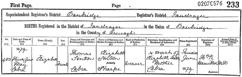 Birth Certificate of 31 May 1879