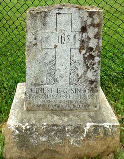 Headstone of Ernest Frederick George Sinton 1883-1954