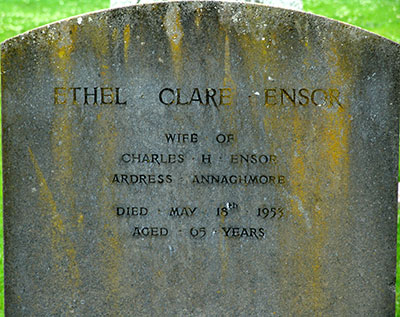 Headstone of Ethel Clare Ensor (née Sinton) 1888 - 1953