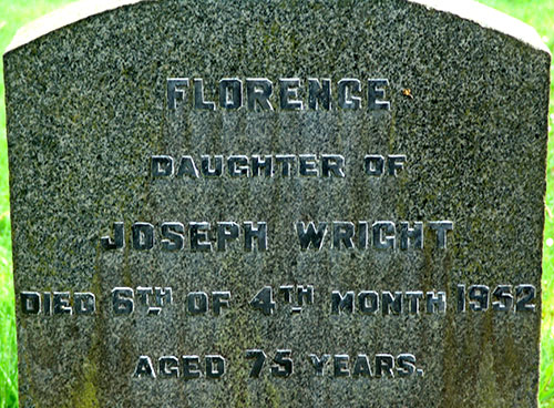 Headstone of Florence Wright 1876 - 1952