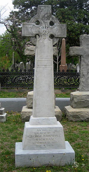Headstone of George Barksdale Wickham 1888 - 1928