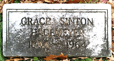 Headstone of Grace Hagemeyer (née Sinton) 1884 - 1964