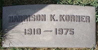 Headstone of Harrison K. Korner 1910 - 1975