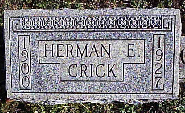 Headstone of Herman Edgar Crick 1900 - 1927