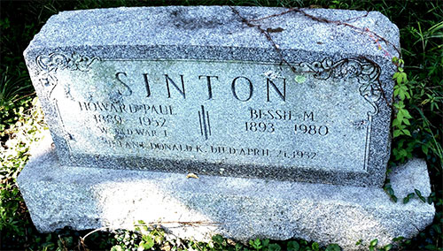 Headstone of Howard Paul Sinton 1889 - 1953