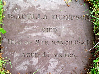 Headstone of Isabella Thompson 1807 - 1854