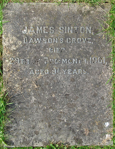 Headstone of James Sinton 1891 - 1901