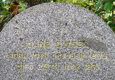 Headstone of Jane Owden 1803 - 1871