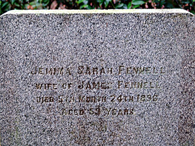Headstone of Jemima Sarah Fennell (née Wakefield) 1836 - 1896