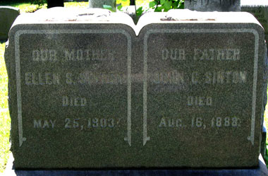Headstone for John and Ellen Sinton