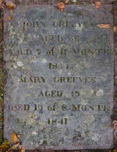 Headstone of John Greeves 1798 - 1834