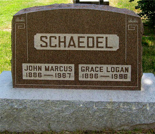 Headstone of John Marcus Schaedel 1886 - 1967