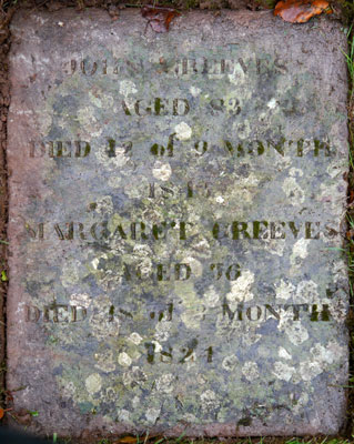 Headstone of Margaret Greeves (née Sinton) 1767 - 1824