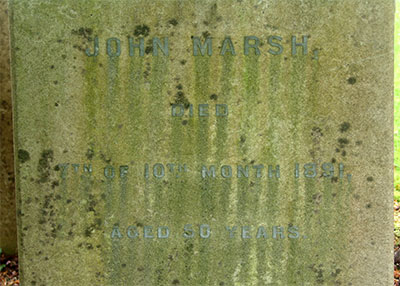 Headstone of John Marsh 1841 - 1891
