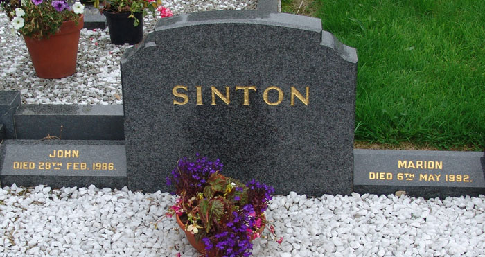Headstone of John Sinton 1904-1986