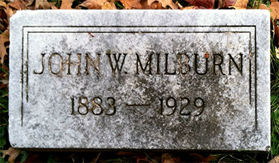 Headstone of John Walter Milburn 1883 - 1929