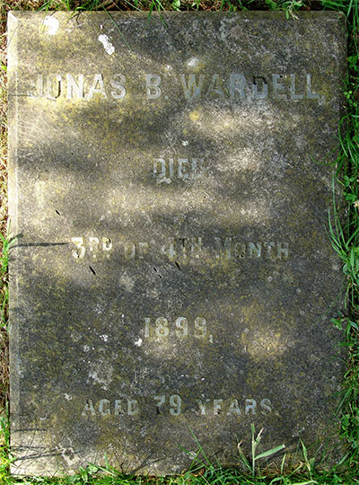 Headstone of Jonas Barton Wardell 1820 - 1899