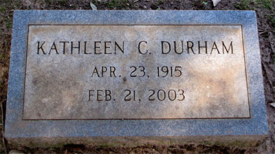 Headstone of Kathleen Helen Durham (née Carter) 1915 - 2003