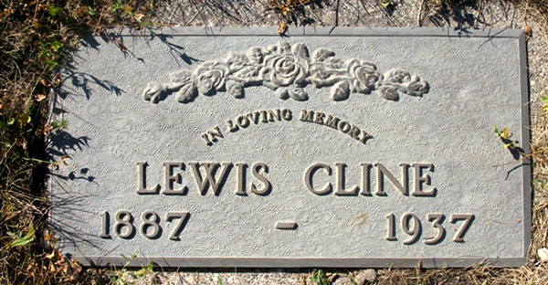 Headstone of Lewis V. Cline 1887 - 1937