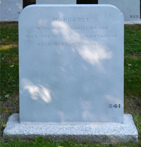 Headstone of Margaret Baker