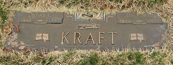 Headstone of Mary E. Kraft (née Hellenthal) 1914 - 2001