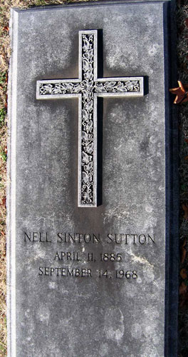 Headstone of Nell Sutton (née Sinton) 1885 - 1968