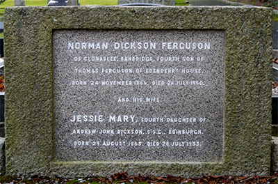 Headstone of Jessie Mary Ferguson (née Dickson) 1865 - 1953