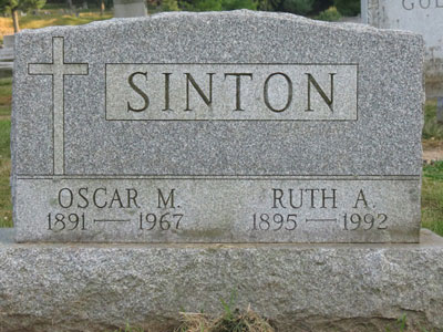 Headstone of Oscar Malvin Sinton 1891 - 1967