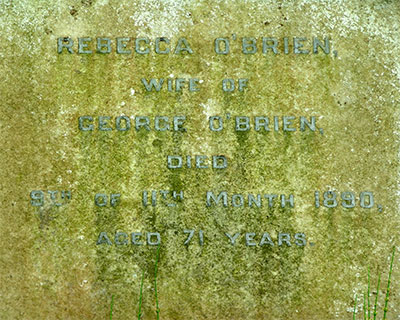 Headstone of Rebecca O'Brien 1819 - 1890