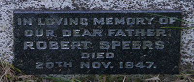 Headstone of Robert Speers 1885 - 1947