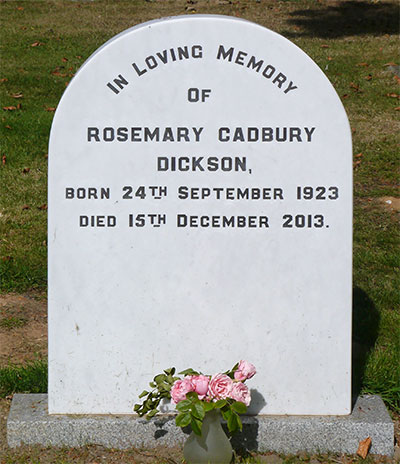 Headstone of Rosemary Cadbury Dickson