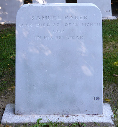 Headstone of Samuel Baker 1808 - 1862