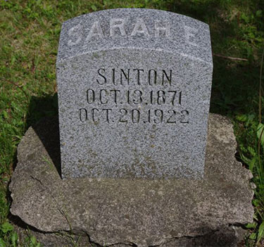 Headstone of Sarah E. Sinton 1871 - 1922