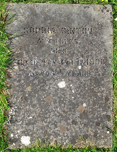 Headstone of Sophia Sinton 1817 - 1901