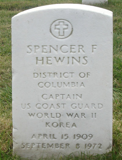 Headstone of Capt. Spencer F. Hewins 1909 - 1972