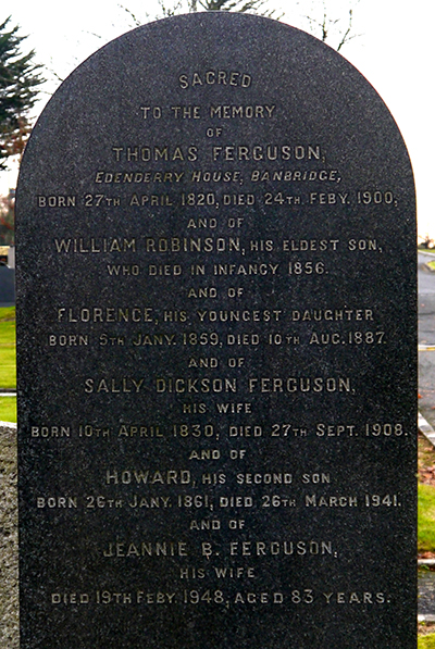 Headstone of Sally Dickson Ferguson 1830 - 1908
