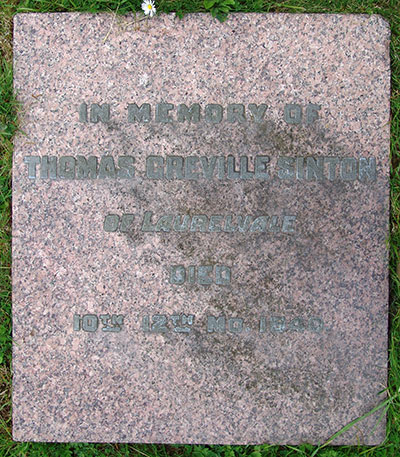 Headstone of Thomas Greville Sinton 1866 - 1940