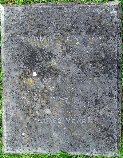 Headstone of Thomas Sinton 1826 - 1887