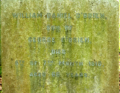Headstone of William Daniel O'Brien 1850 - 1916