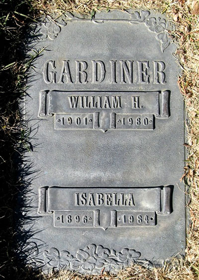 Headstone of Isabella Gardiner (née Sinton) 1896 - 1984