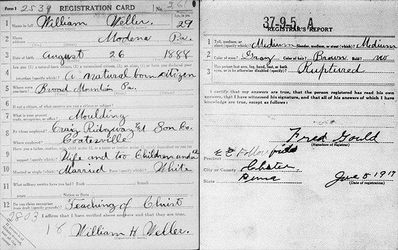 World War I Draft Registration of William Henry Weller