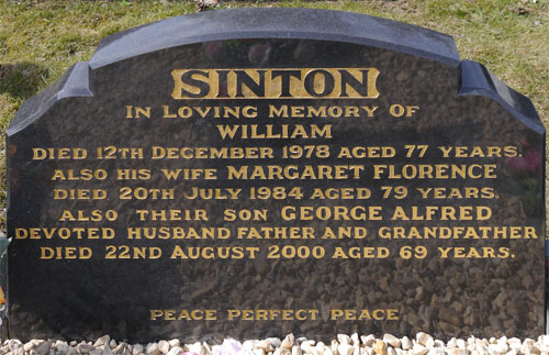 Headstone of George Alfred Sinton 1931-2000