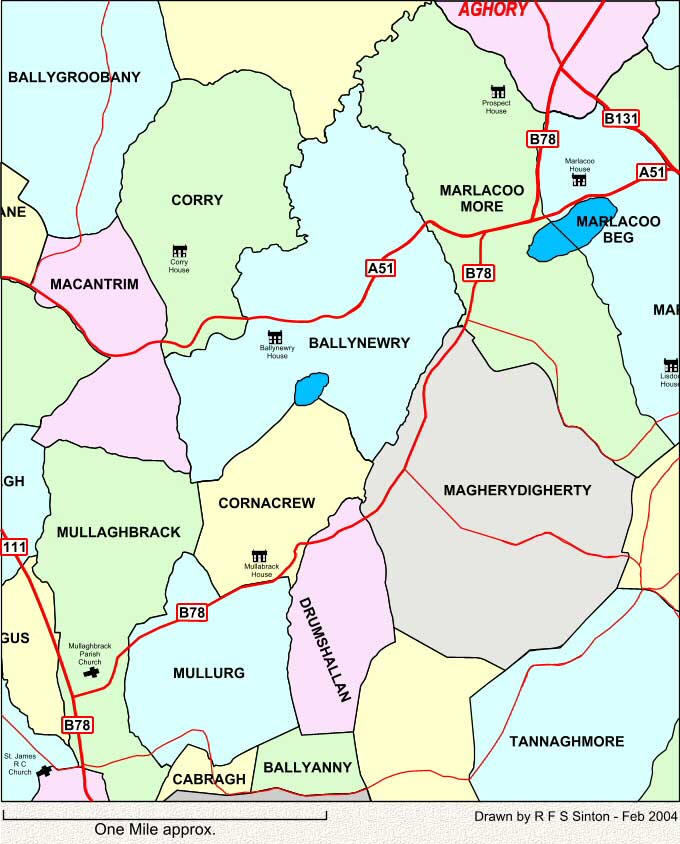 Townlands around Ballynewry, Co. Armagh