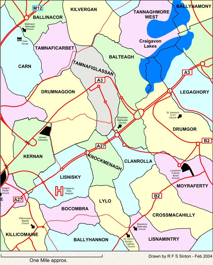 Townlands to the north-east of Portadown, Co. Armagh