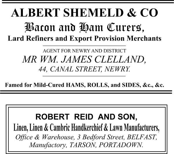 Adverts for Albert Shemeld & Company and Robert Reid and Son